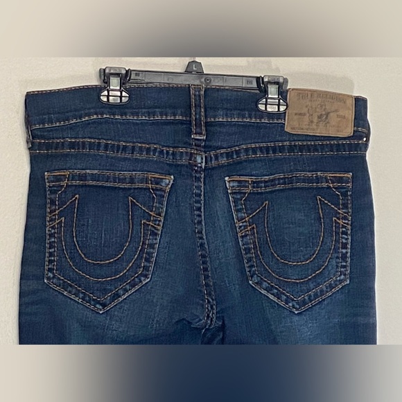 True Religion Jeans’Skinny Moto Biker BigT Red Orange Stitch Stretch-Size:36/34” - Picture 3 of 13